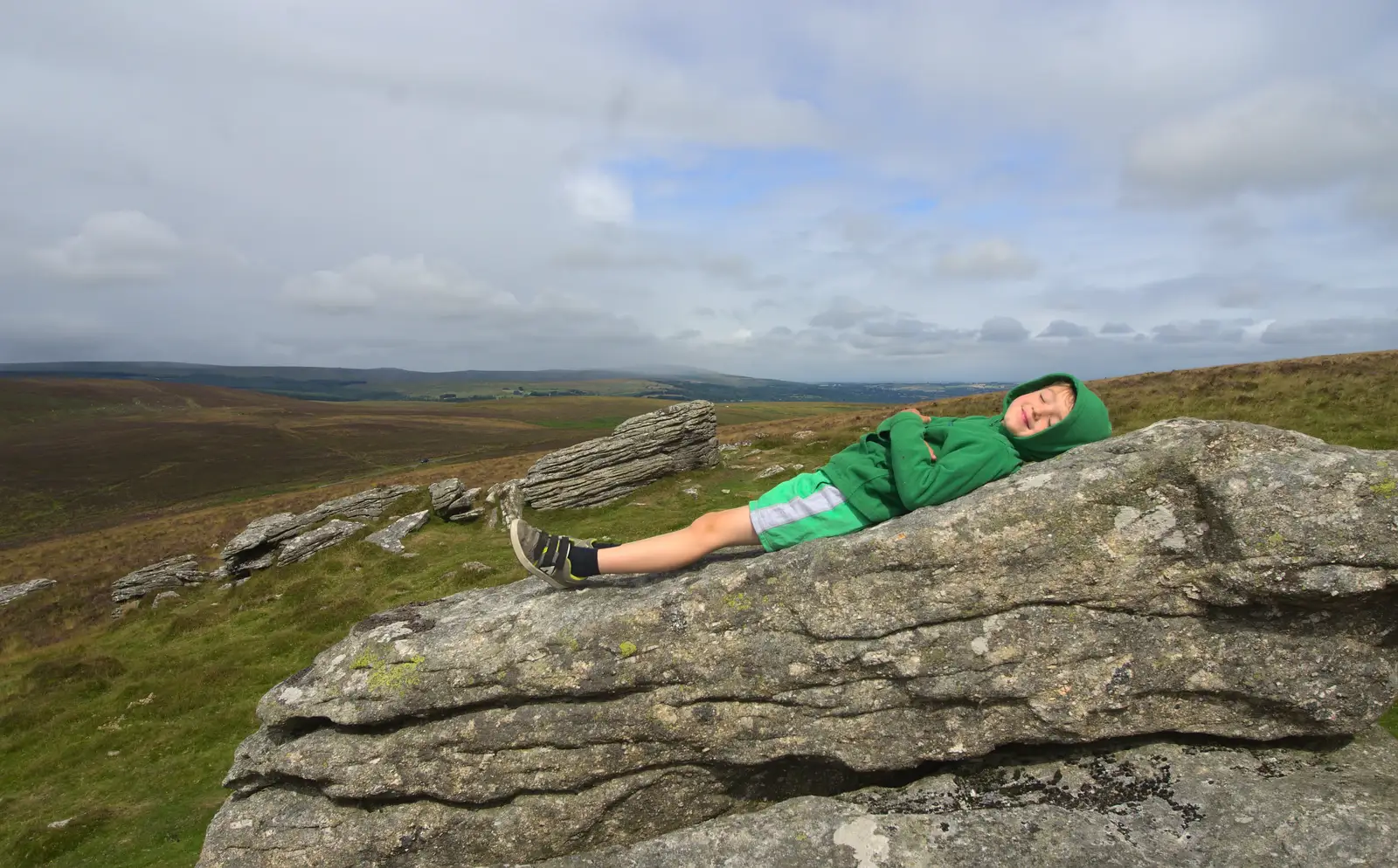 Fred takes a nap in his 'bedroom', from Badger's Holt and Bronze-Age Grimspound, Dartmoor, Devon - 10th August 2016