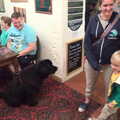 The Tom Cobley and Castle Drogo, Spreyton and Drewsteignton, Devon - 11th August 2016, Isobel and Harry say hello to a massive hairy dog
