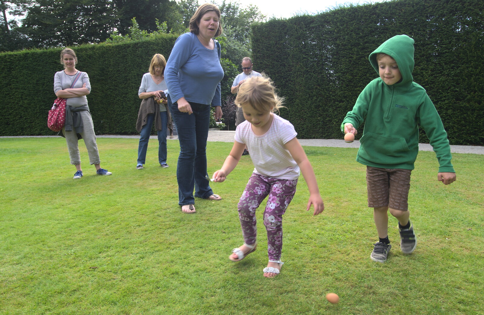 Fred does an egg-and-spoon race from The Tom Cobley and Castle Drogo, Spreyton and Drewsteignton, Devon - 11th August 2016
