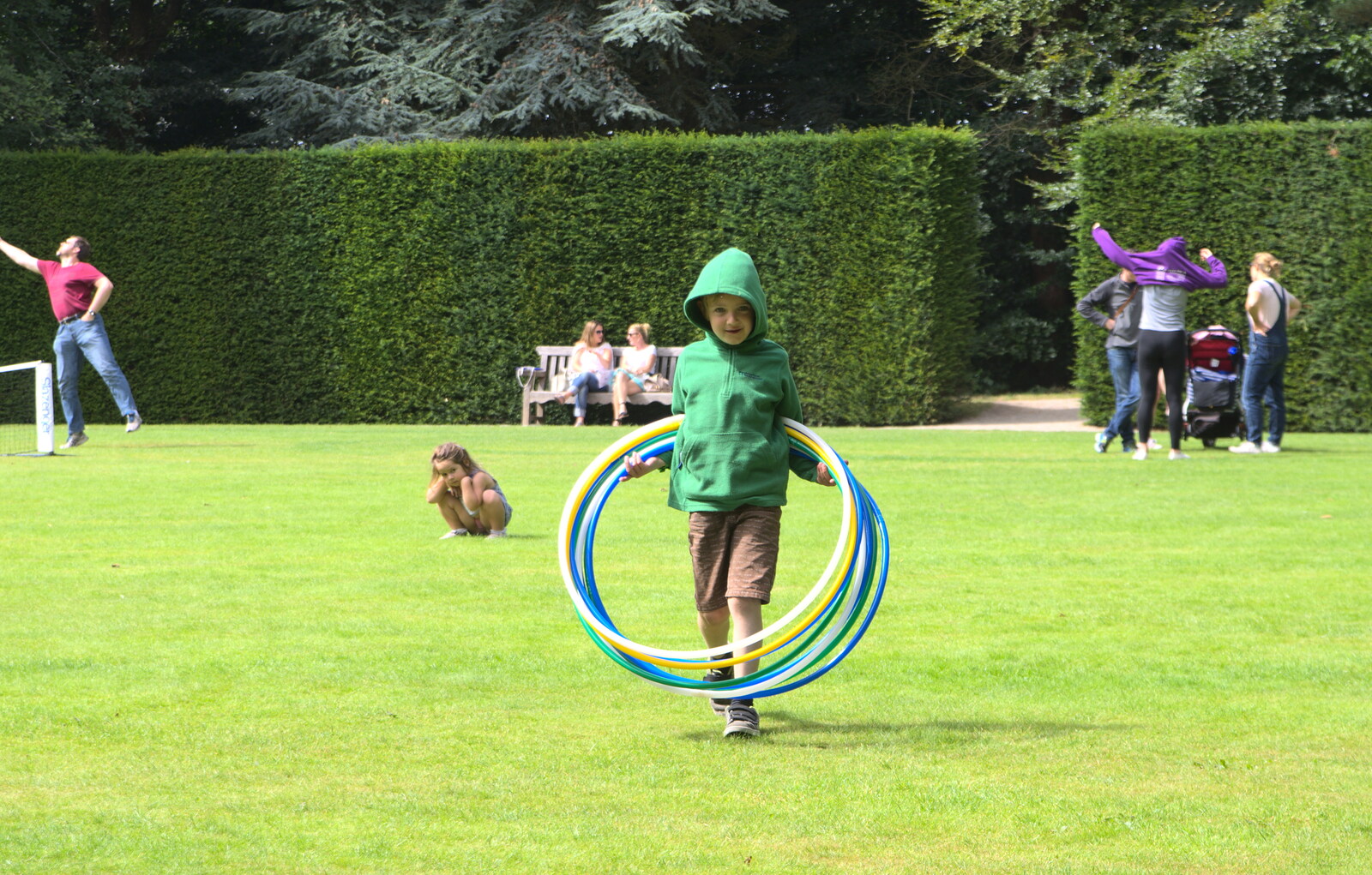 Fred gets some hula hoops out from The Tom Cobley and Castle Drogo, Spreyton and Drewsteignton, Devon - 11th August 2016