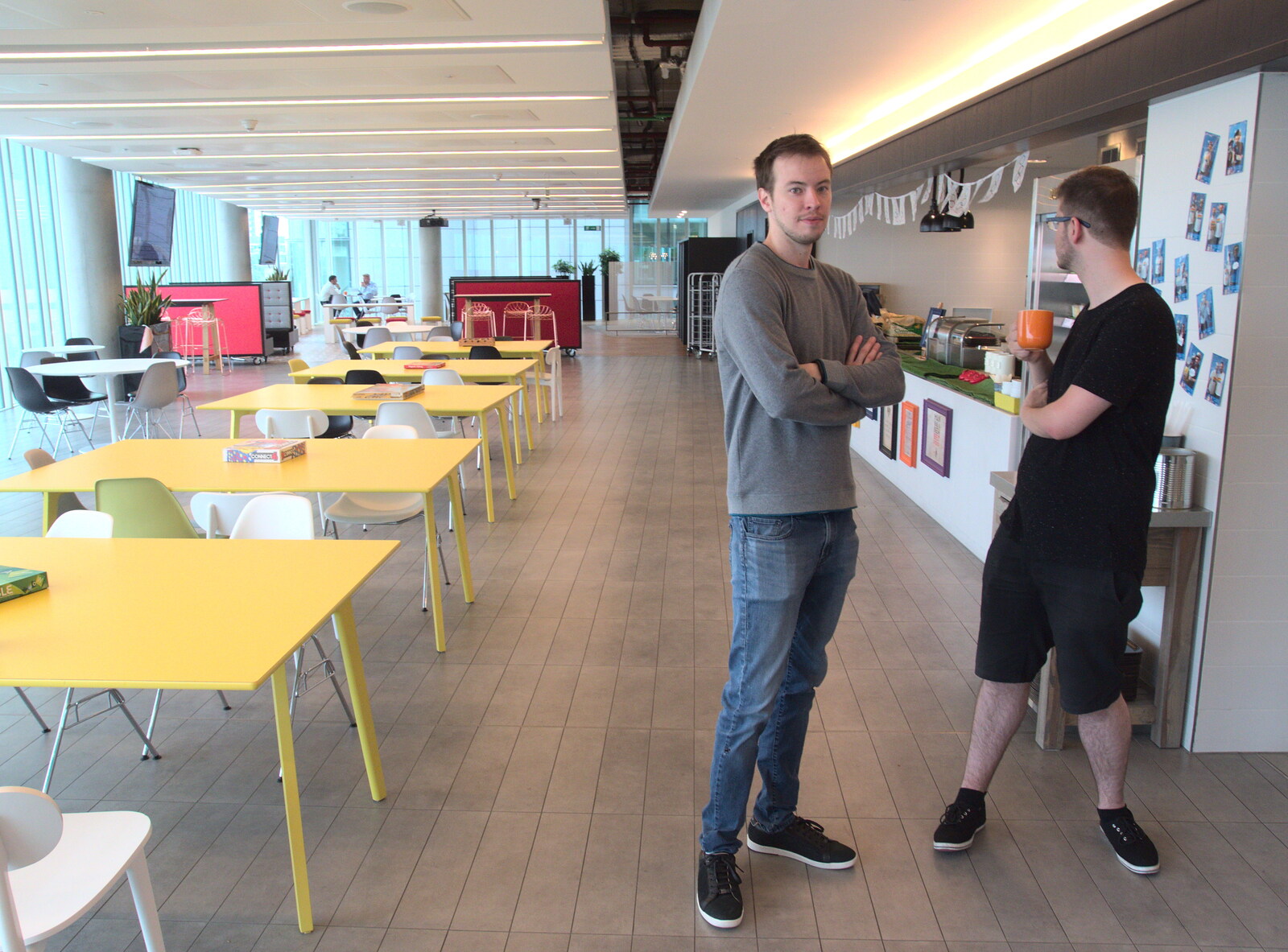 Nacho and Olli in the Level 5 canteen from A Trip to the New Office, Paddington, London - 18th August 2016