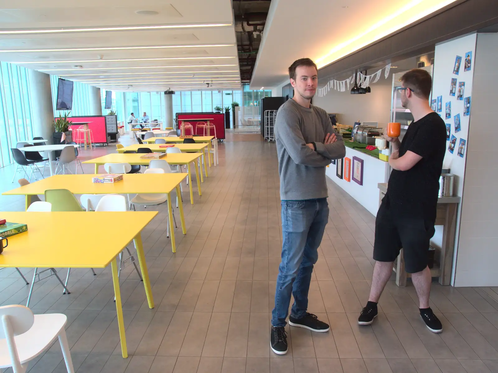 Nacho and Olli in the Level 5 canteen, from A Trip to the New Office, Paddington, London - 18th August 2016