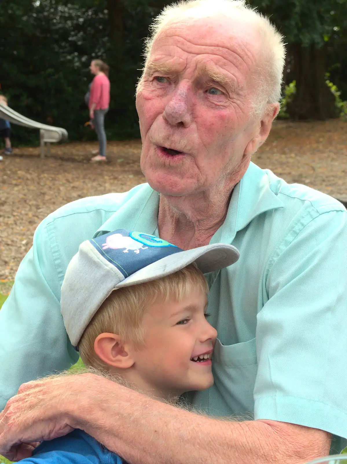 Harry and Grandad, from A Trip to the New Office, Paddington, London - 18th August 2016