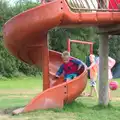 Harry spins down the curly slide, A Trip to Waxham Sands,  Horsey, Norfolk - 27th August 2016