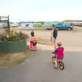 Harry on his balance bike, A Trip to Waxham Sands,  Horsey, Norfolk - 27th August 2016