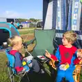 Harry and Fred do breakfast, A Trip to Waxham Sands,  Horsey, Norfolk - 27th August 2016