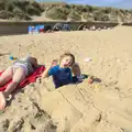 The boys are buried in the sand, A Trip to Waxham Sands,  Horsey, Norfolk - 27th August 2016