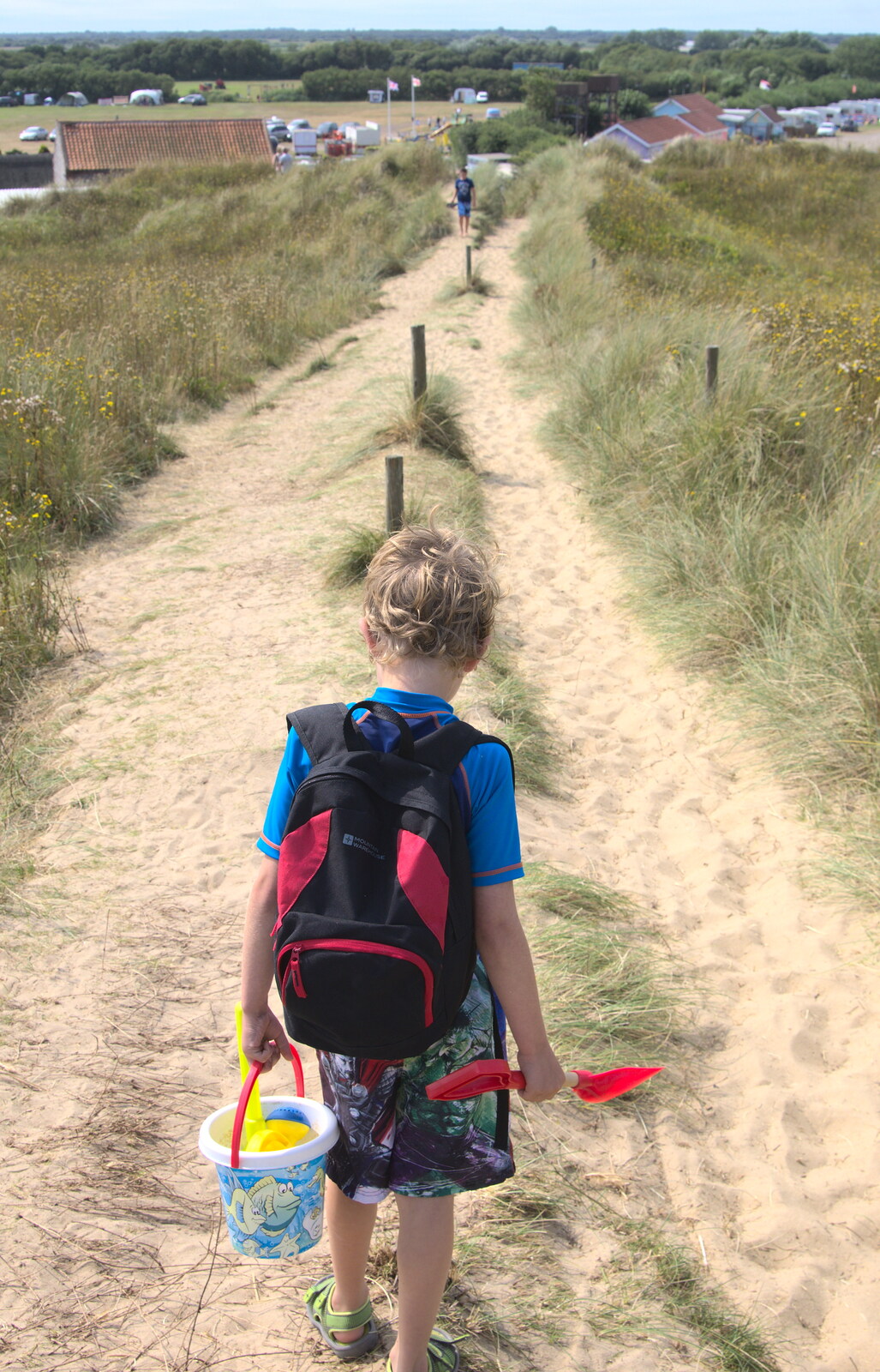 Fred on the path from the beach from A Trip to Waxham Sands,  Horsey, Norfolk - 27th August 2016