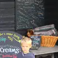 Harry looks grumbly at the National Trust café, A Trip to Waxham Sands,  Horsey, Norfolk - 27th August 2016