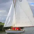 An old yacht running downwind in full sail, A Trip to Waxham Sands,  Horsey, Norfolk - 27th August 2016