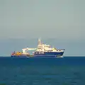 The buoy-laying vessel Galatea drifts by, A Trip to Waxham Sands,  Horsey, Norfolk - 27th August 2016