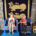 The boys sit on thrones, Swordfights at Norwich Castle, Norwich, Norfolk - 31st August 2016