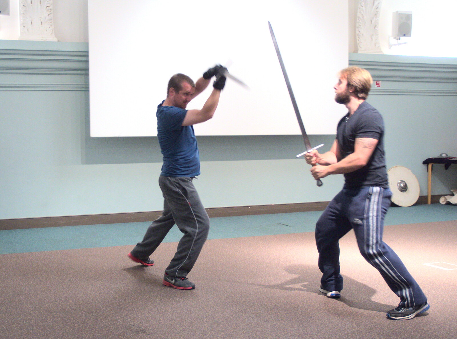 Swordfights at Norwich Castle, Norwich, Norfolk - 31st August 2016: The fight coreographers move on to actual swords