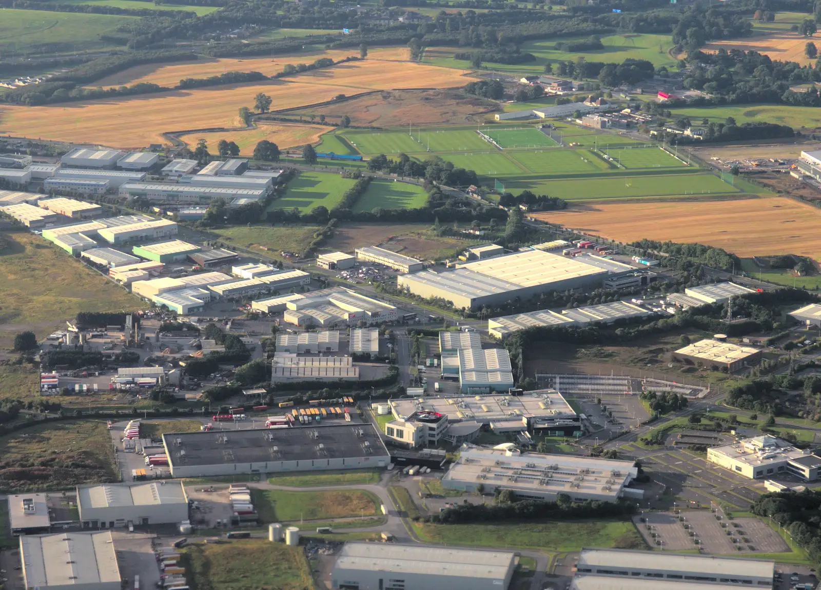 An airport industrial estates from the air, from Sion Hill and Blackrock for the Day, Dublin, Ireland - 17th September 2016