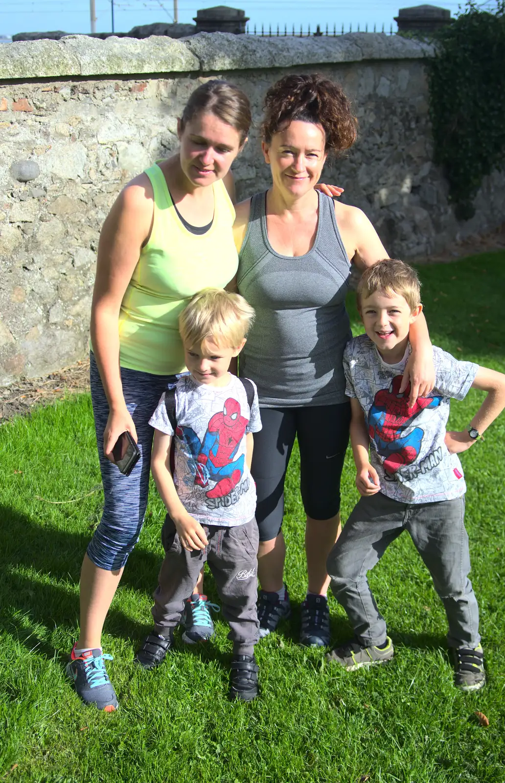 Isobel and Evelyn pose with Harry and Fred, from Sion Hill and Blackrock for the Day, Dublin, Ireland - 17th September 2016