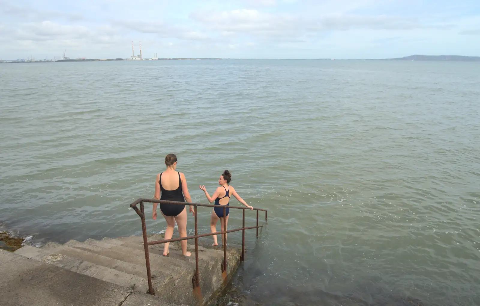 Evelyn and Isobel head into the sea, from Sion Hill and Blackrock for the Day, Dublin, Ireland - 17th September 2016