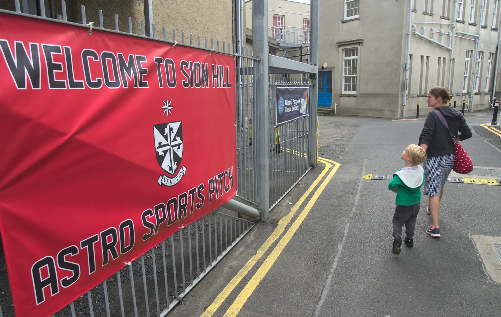 Harry is in tow as Isobel roams around her old school, from Sion Hill and Blackrock for the Day, Dublin, Ireland - 17th September 2016