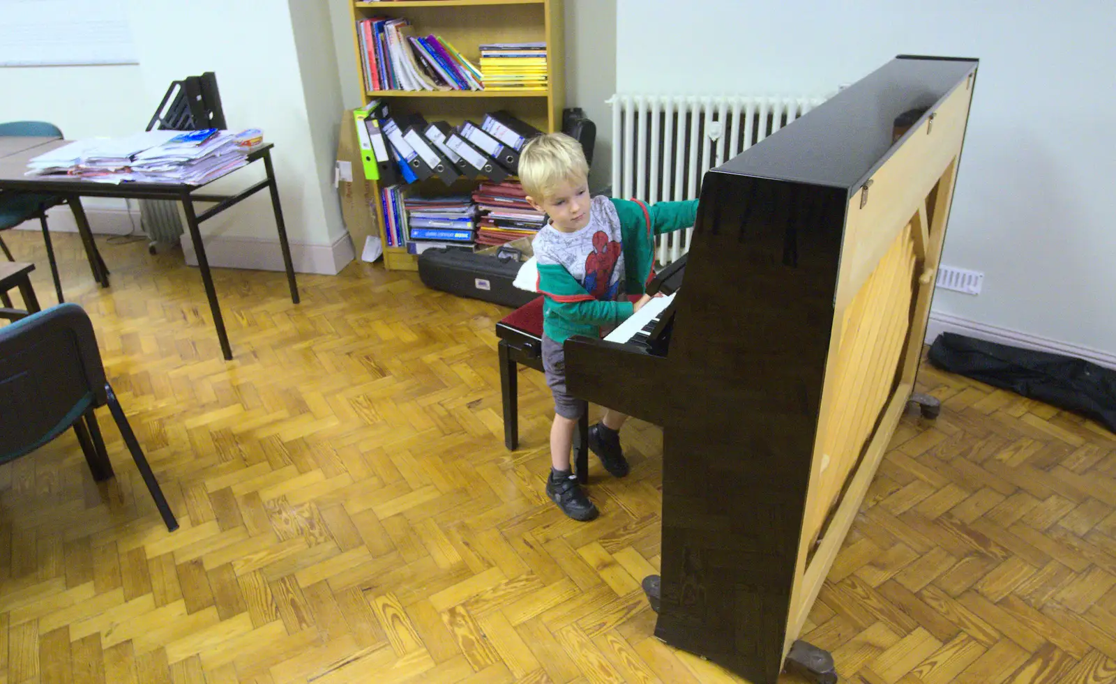 Harry plays piano in the music room, from Sion Hill and Blackrock for the Day, Dublin, Ireland - 17th September 2016