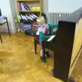 Harry plays piano in the music room, Sion Hill and Blackrock for the Day, Dublin, Ireland - 17th September 2016