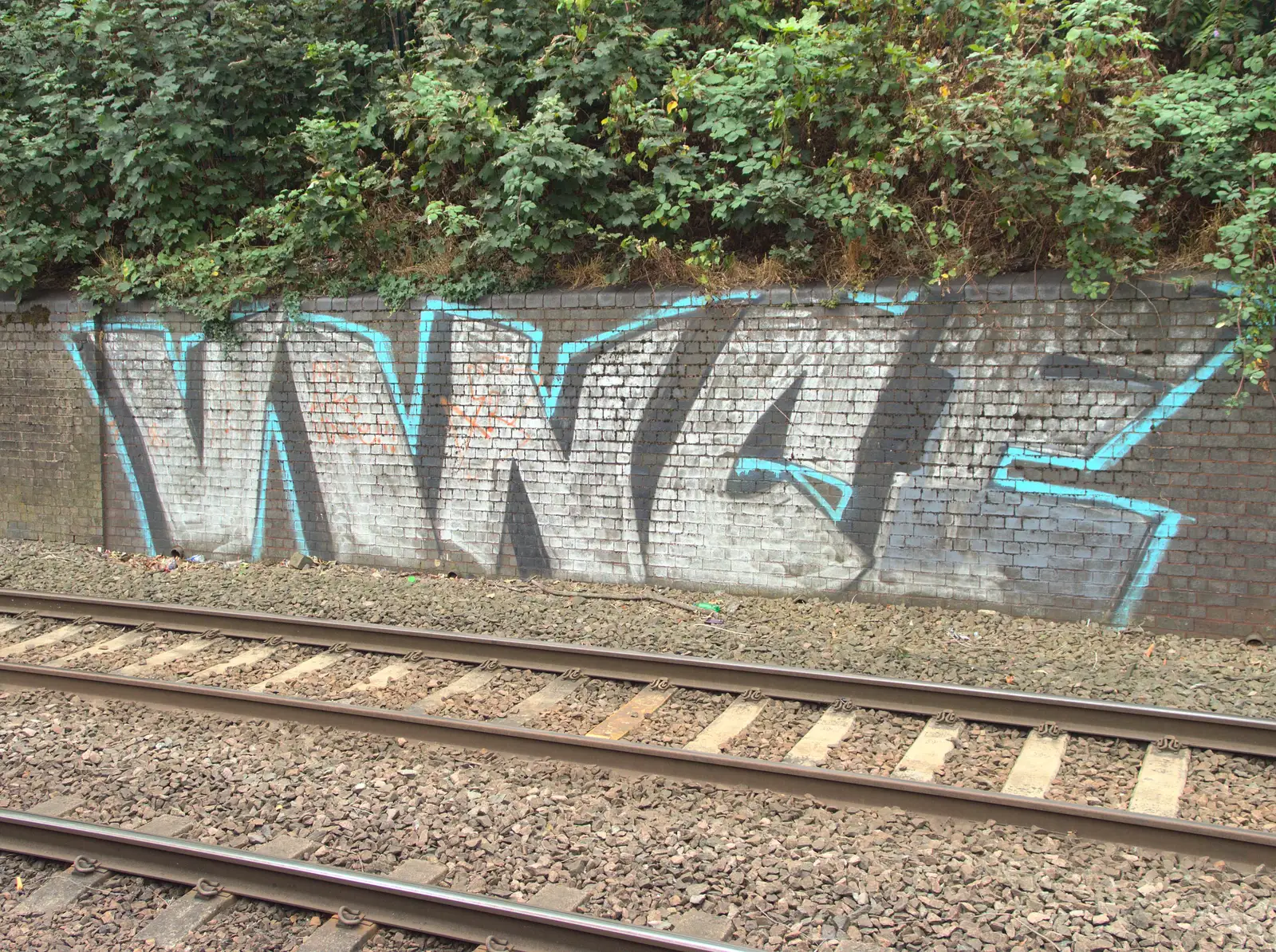 Vince graffiti by the tracks, from Fred's Birthday Bicycle at Madgett's, Diss, Norfolk - 23rd September 2016