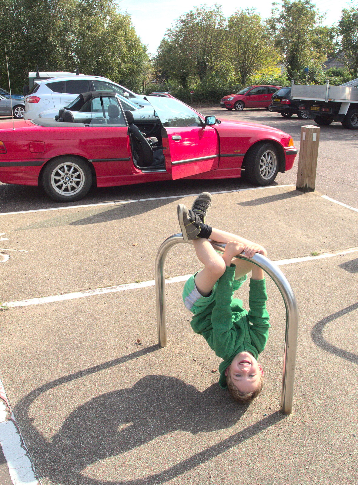 Fred's upside down in the car park from Fred's Birthday Bicycle at Madgett's, Diss, Norfolk - 23rd September 2016
