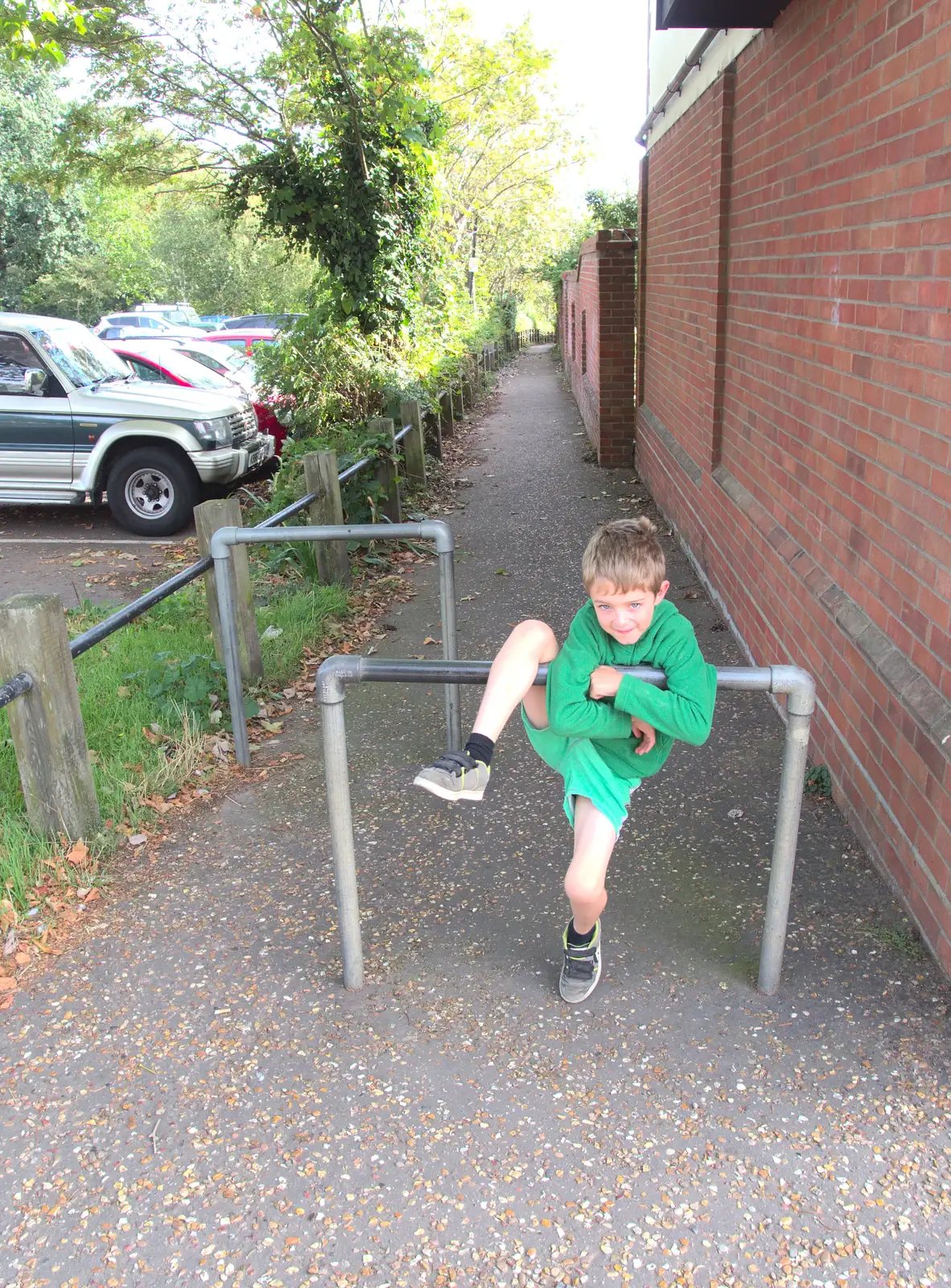 Fred's on another barrier, from Fred's Birthday Bicycle at Madgett's, Diss, Norfolk - 23rd September 2016