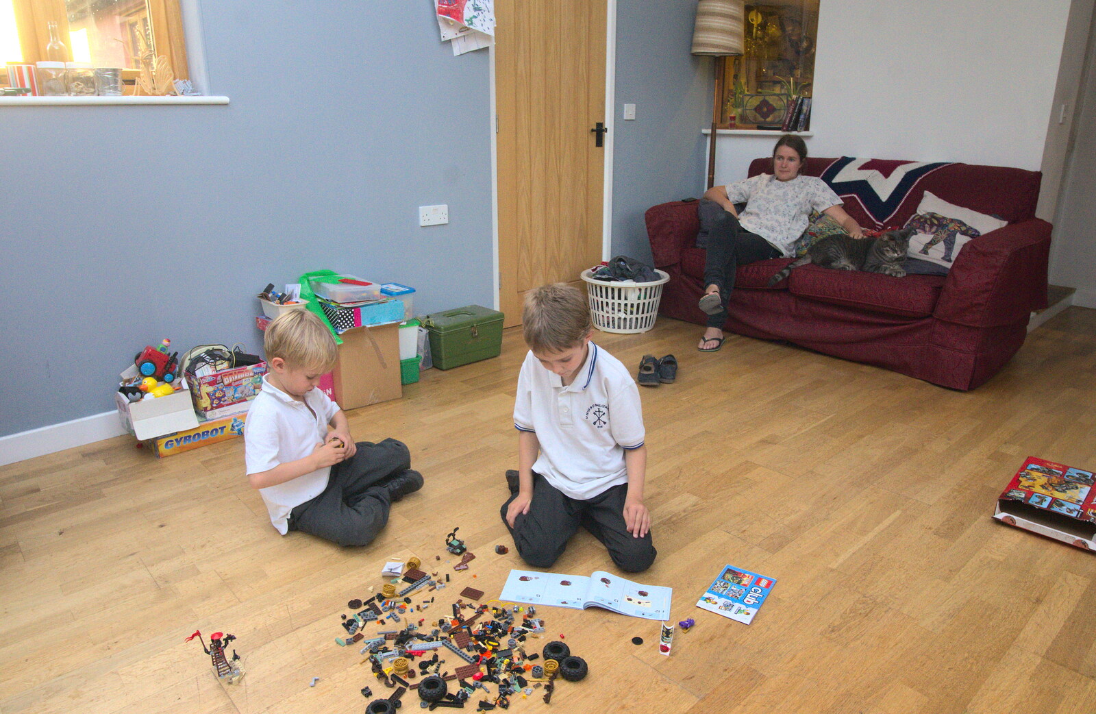 The boys do Lego in the back room from Fred's Birthday Bicycle at Madgett's, Diss, Norfolk - 23rd September 2016