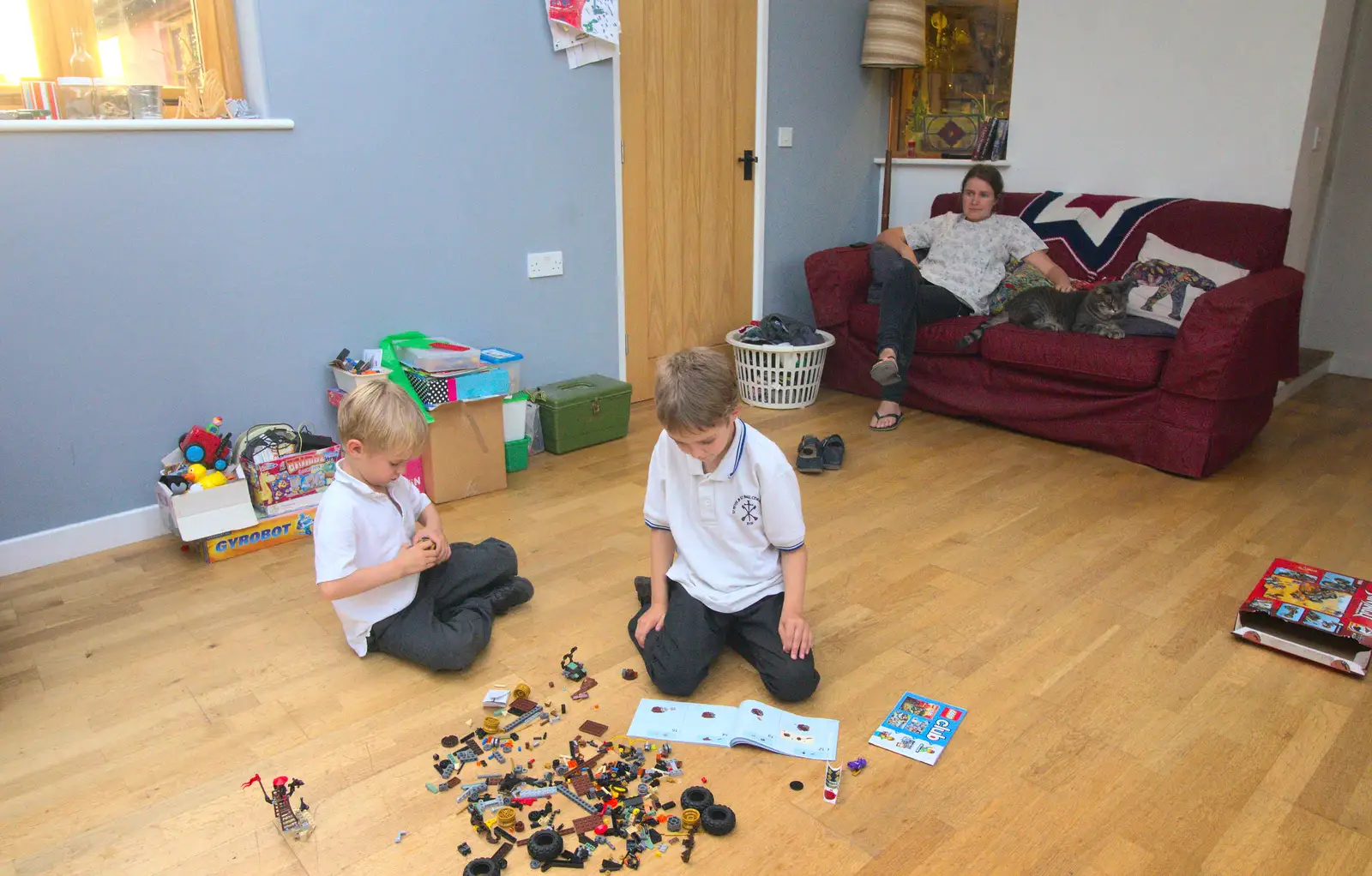 The boys do Lego in the back room, from Fred's Birthday Bicycle at Madgett's, Diss, Norfolk - 23rd September 2016