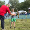 Fred gets a lesson in archery, The Eye Scouts Duck Race, The Pennings, Eye, Suffolk - 24th September 2016