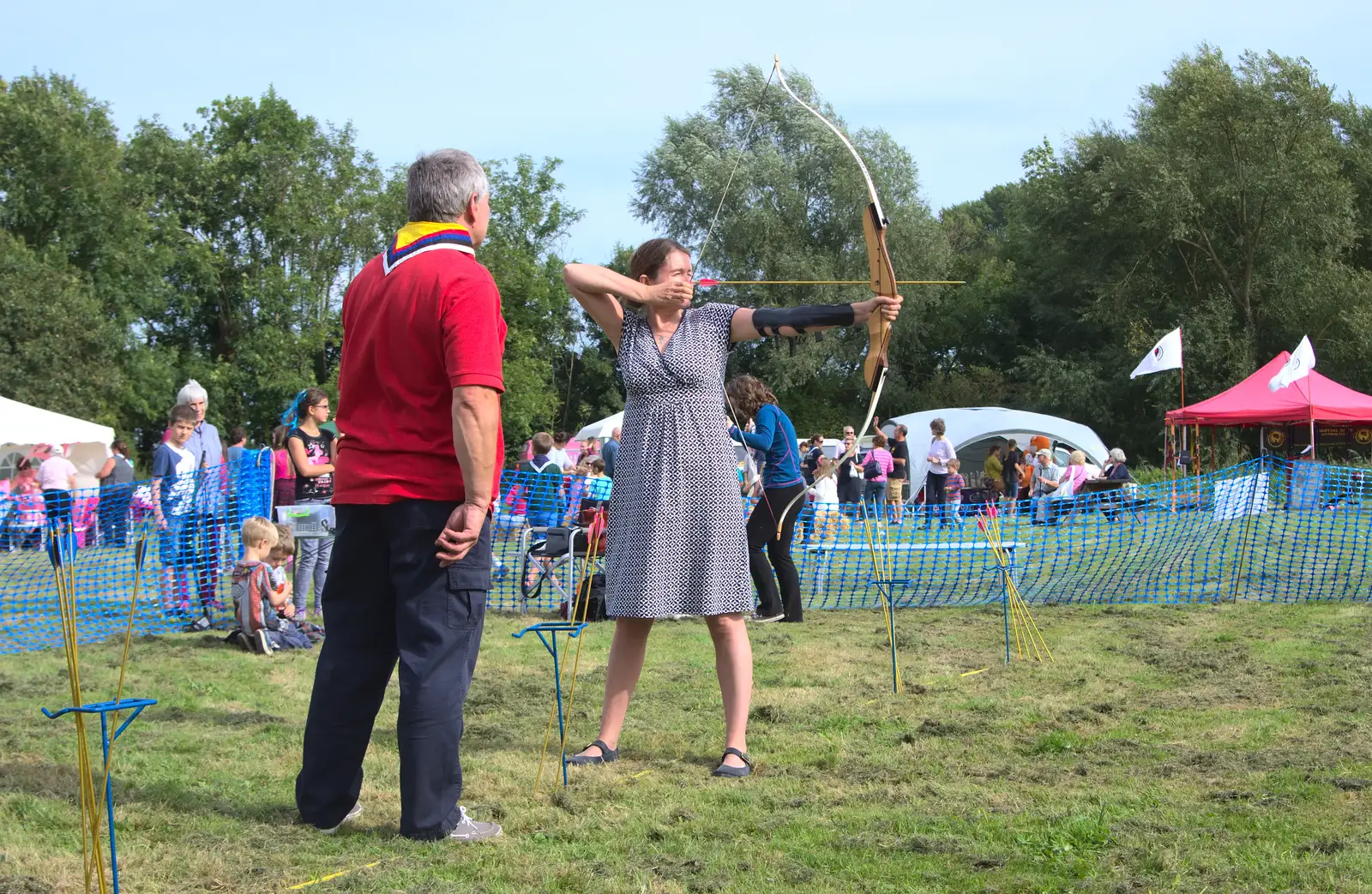 Isobel gives it a go, from The Eye Scouts Duck Race, The Pennings, Eye, Suffolk - 24th September 2016