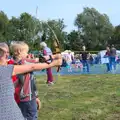 Isobel helps Harry to have a go, The Eye Scouts Duck Race, The Pennings, Eye, Suffolk - 24th September 2016