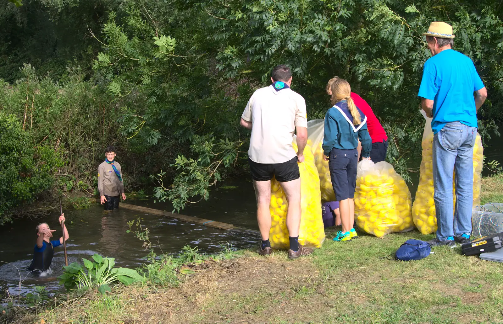 The ducks are ready to load into the river, from The Eye Scouts Duck Race, The Pennings, Eye, Suffolk - 24th September 2016