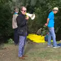 Local estate-agent Simon Harrison starts the race, The Eye Scouts Duck Race, The Pennings, Eye, Suffolk - 24th September 2016