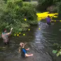 Some stragglers are lobbed up the river, The Eye Scouts Duck Race, The Pennings, Eye, Suffolk - 24th September 2016