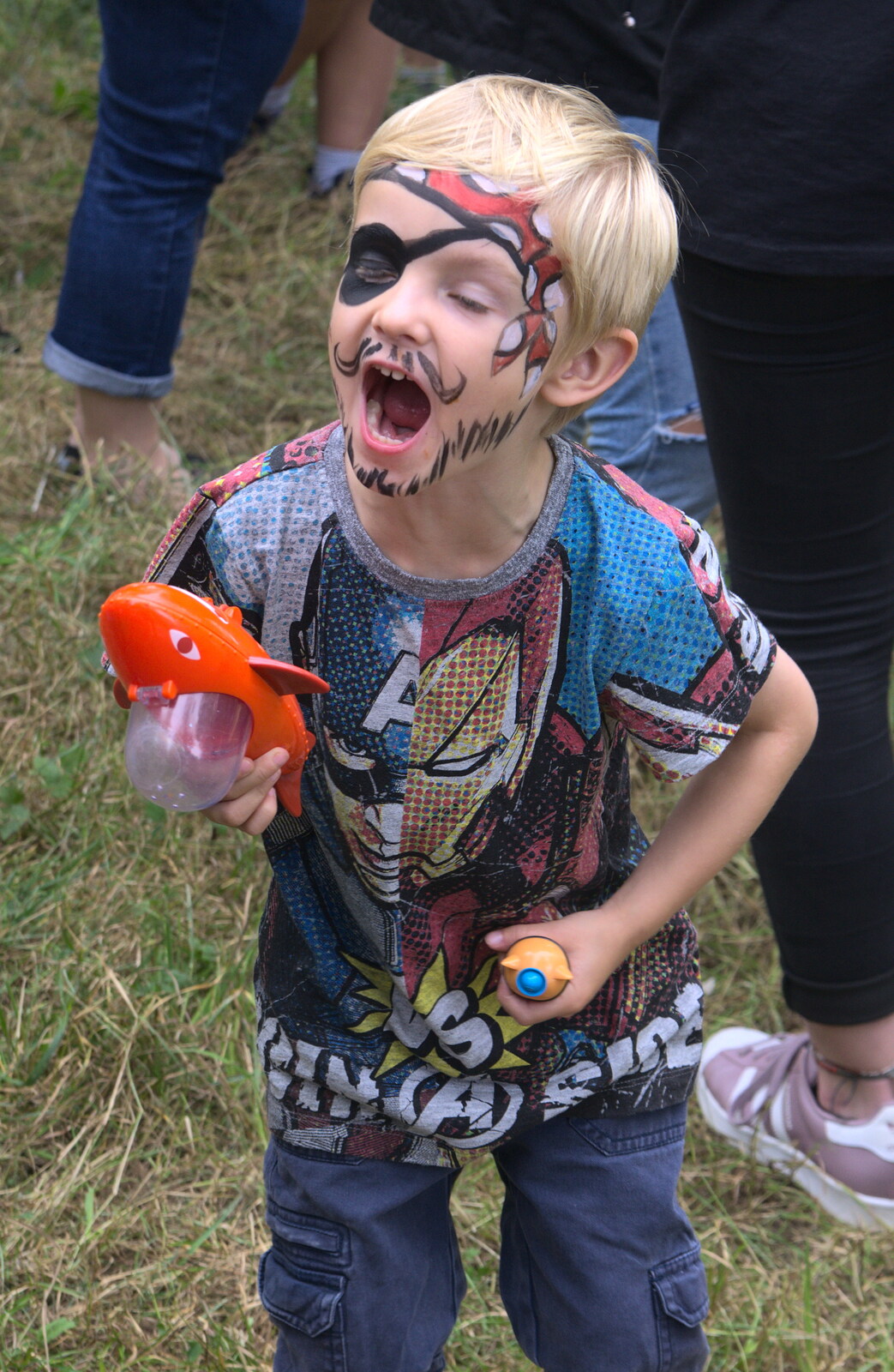 Harry's got pirate face paint on from The Eye Scouts Duck Race, The Pennings, Eye, Suffolk - 24th September 2016