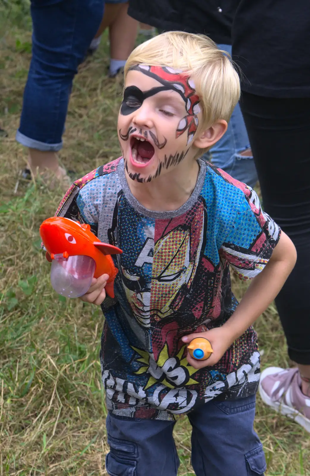 Harry's got pirate face paint on, from The Eye Scouts Duck Race, The Pennings, Eye, Suffolk - 24th September 2016