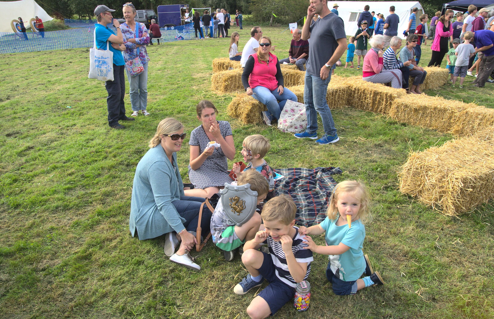Isobel and Harry on a picnic blanket from The Eye Scouts Duck Race, The Pennings, Eye, Suffolk - 24th September 2016
