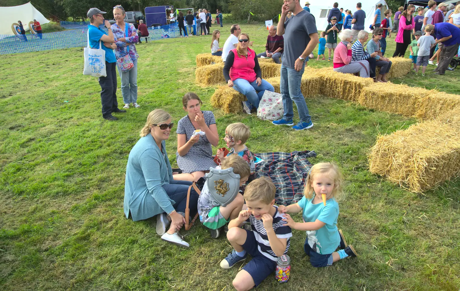 Isobel and Harry on a picnic blanket, from The Eye Scouts Duck Race, The Pennings, Eye, Suffolk - 24th September 2016