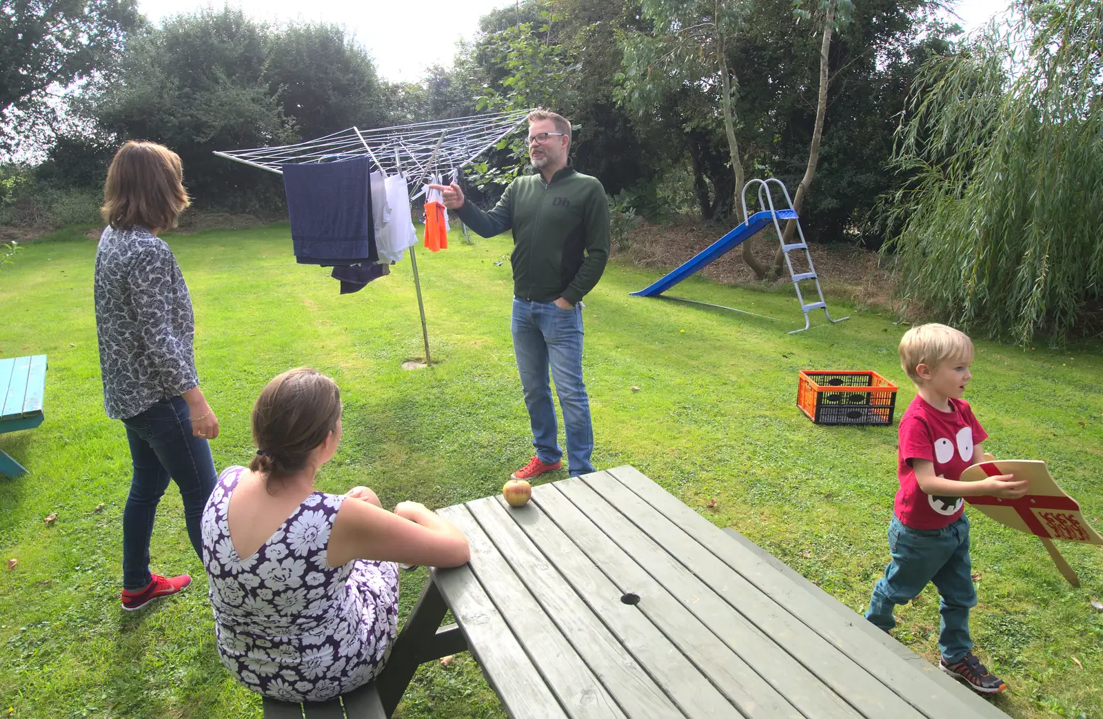 The adults chat in the garden, from A Visit from the Swiss Cambridge Massive, Suffolk - 25th September 2016