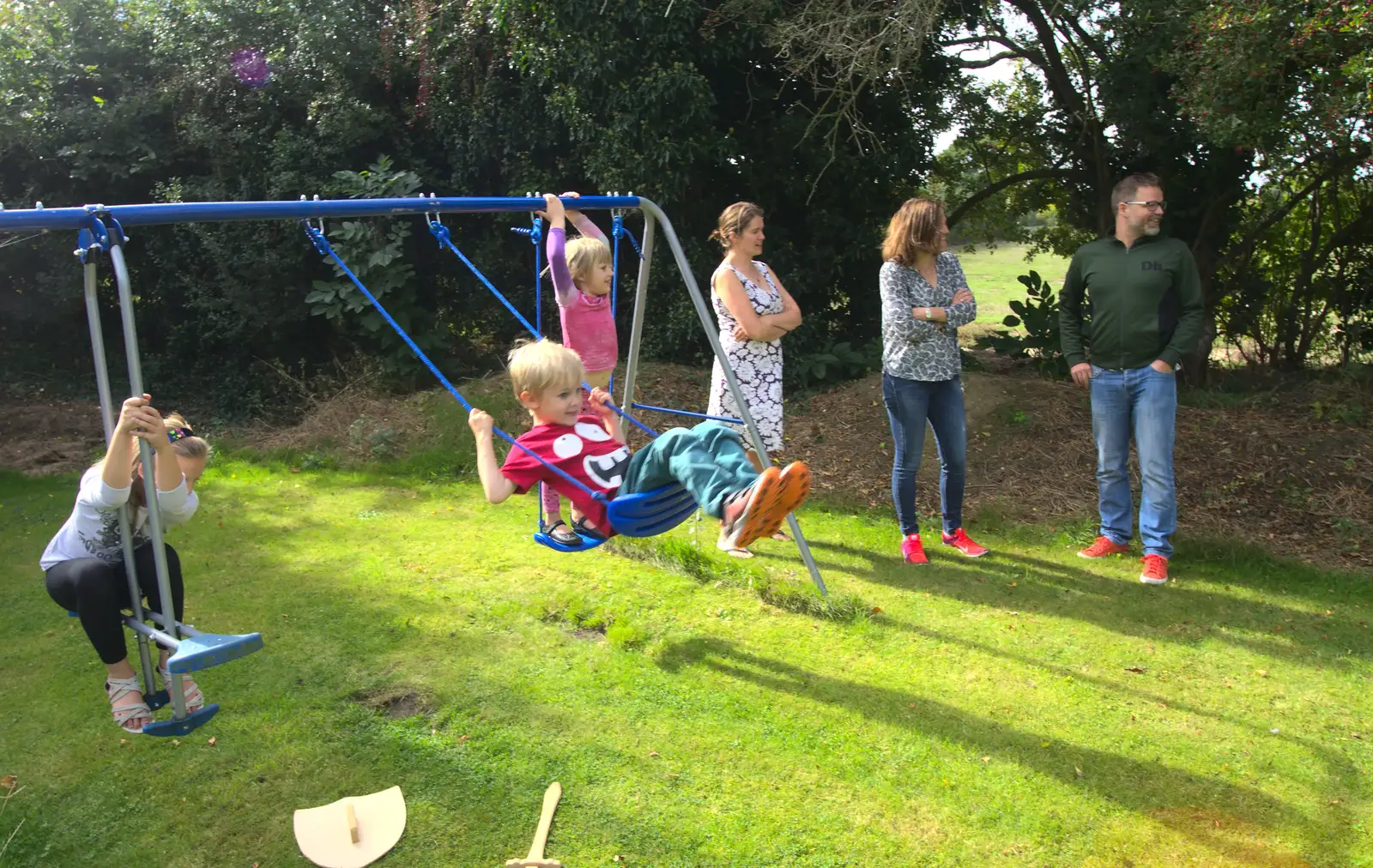 Harry on the swings, from A Visit from the Swiss Cambridge Massive, Suffolk - 25th September 2016