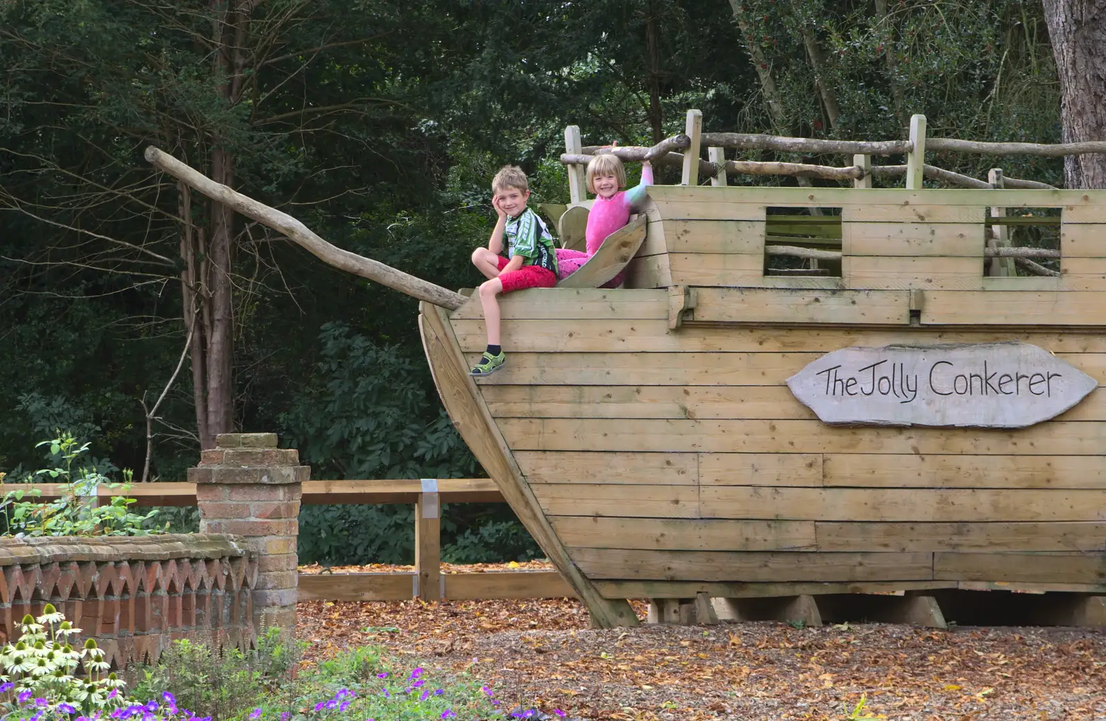 Fred and Nora on the pirate ship, from A Visit from the Swiss Cambridge Massive, Suffolk - 25th September 2016