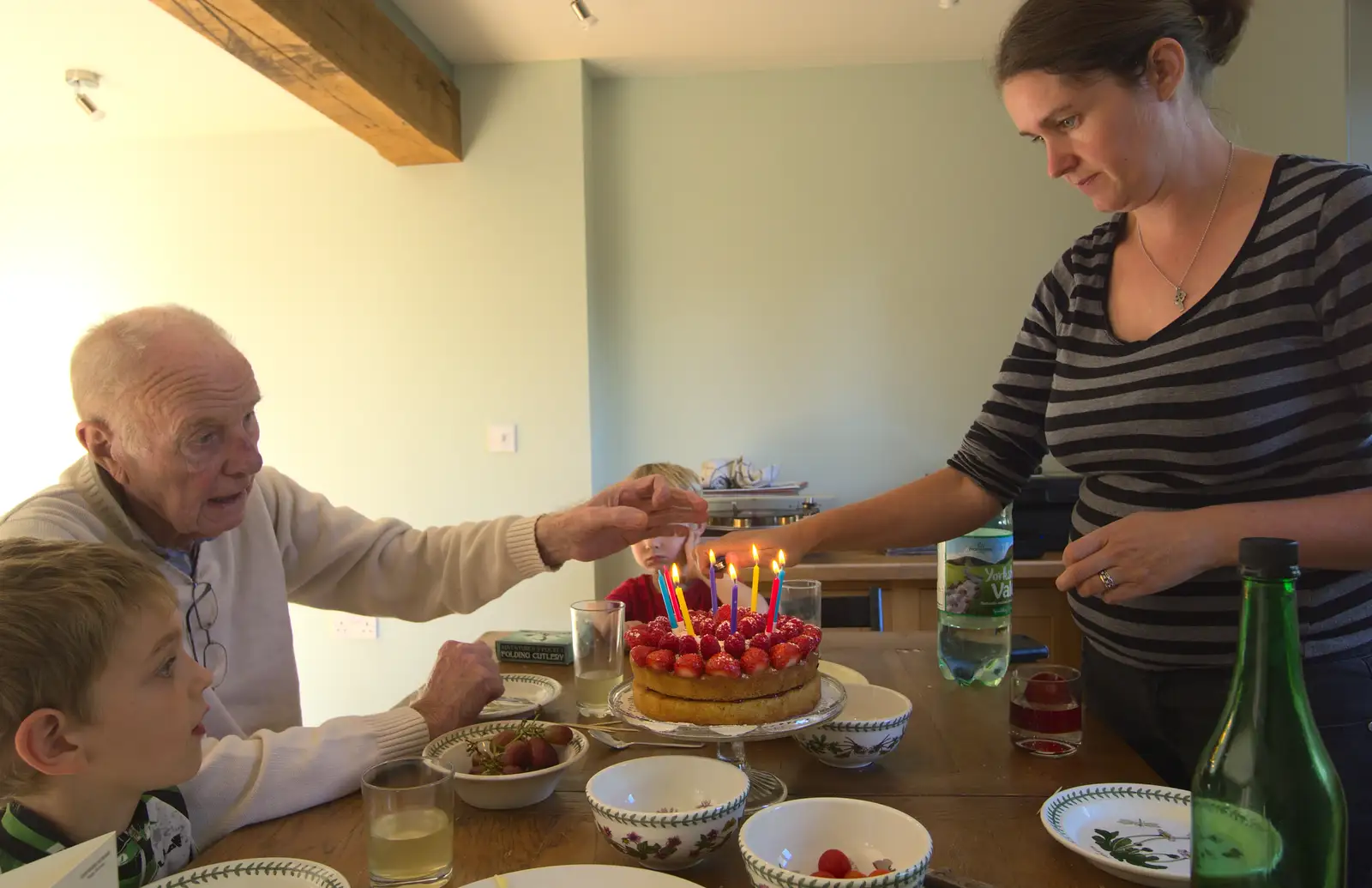 Later, Grandad comes over for Fred's birthday cake, from A Visit from the Swiss Cambridge Massive, Suffolk - 25th September 2016