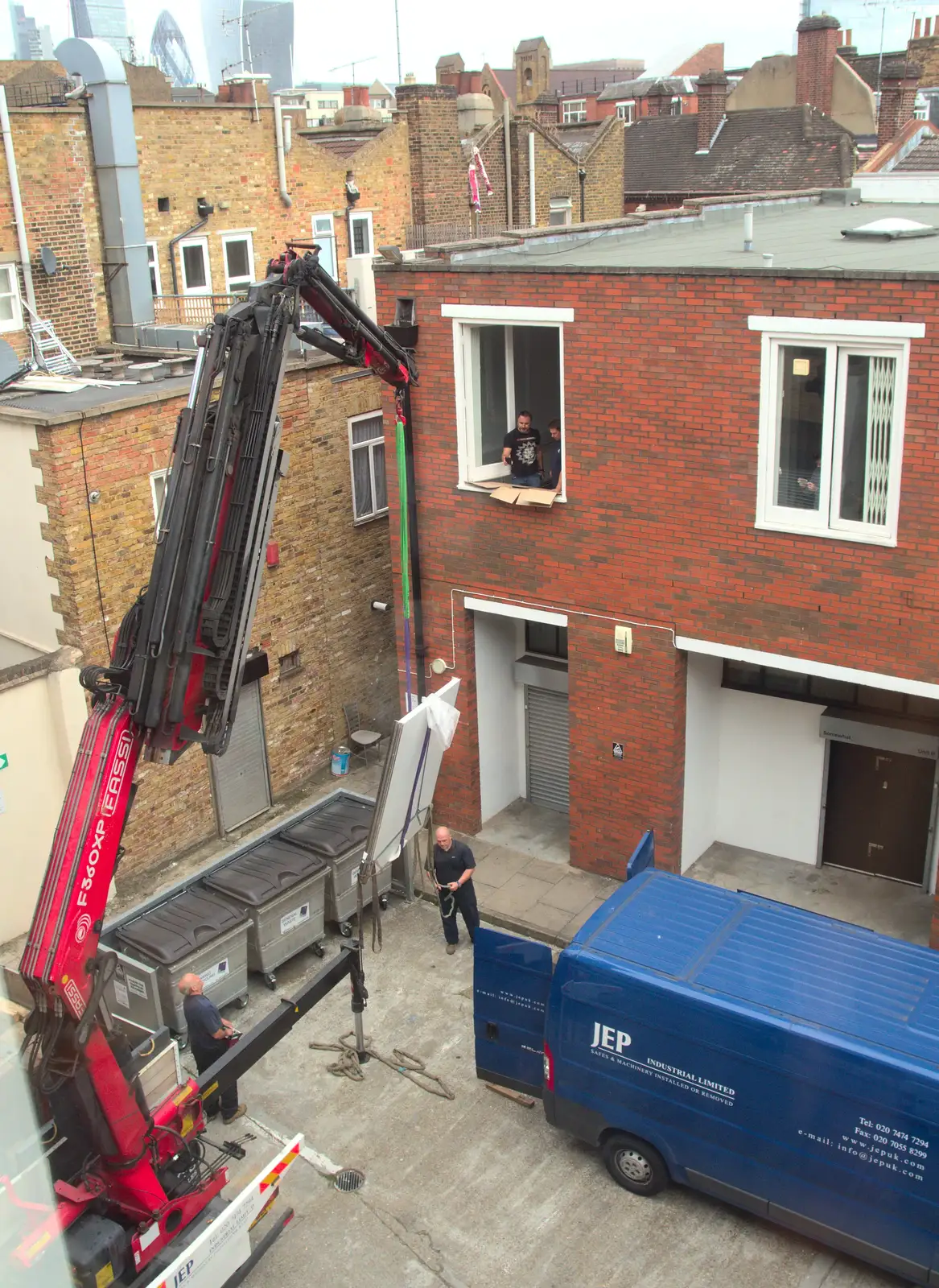 There's a crane delivery in Flatiron Yard, from An October Miscellany, Suffolk - 8th October 2016