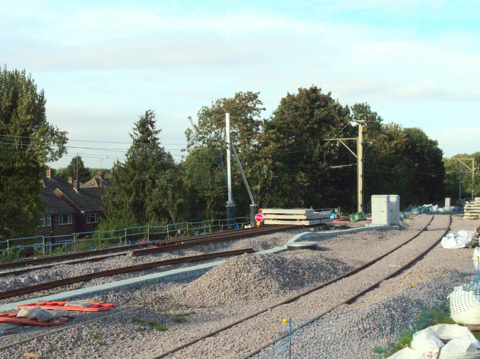 Shenfield overhead wire upgrades in action, from An October Miscellany, Suffolk - 8th October 2016