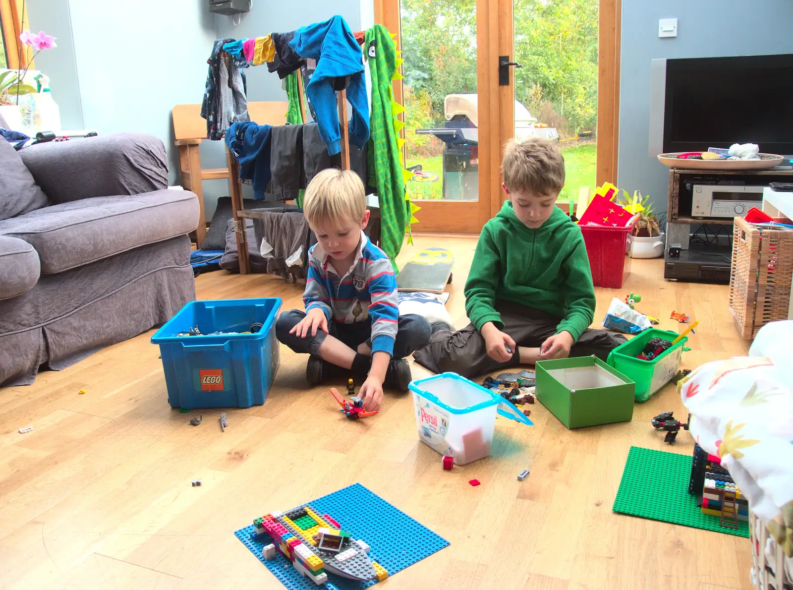 Harry and Fred with more Lego, from An October Miscellany, Suffolk - 8th October 2016