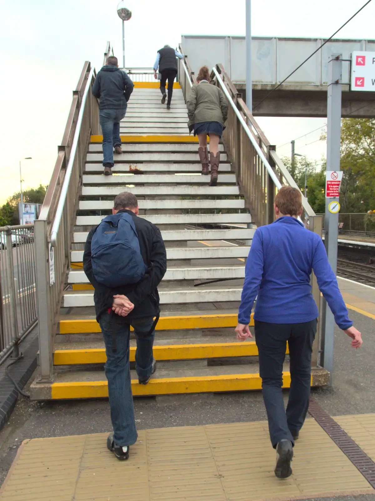 Heading over the footbridge, from The Norwich Beer Festival, St. Andrew's Hall, Norwich, Norfolk - 26th October 2016