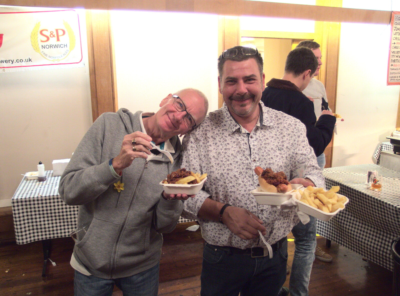John Willy and Neil get a snack in from The Norwich Beer Festival, St. Andrew's Hall, Norwich, Norfolk - 26th October 2016