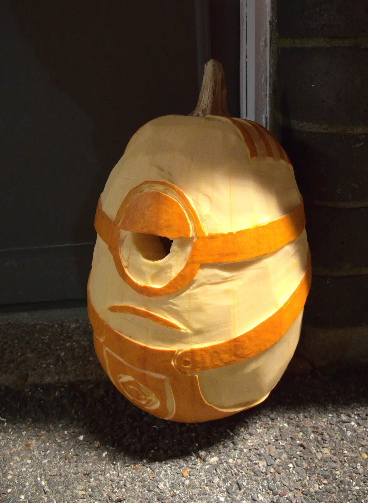 A minions pumpkin on the platform at Diss station, from The Norwich Beer Festival, St. Andrew's Hall, Norwich, Norfolk - 26th October 2016