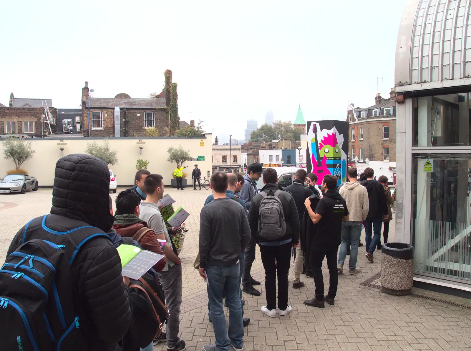 The queue gets nearer the entrance, from Droidcon 2016, Islington, London - 27th October 2016