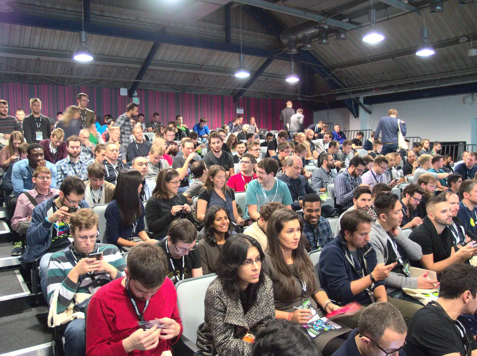 All six women attending are clustered together, from Droidcon 2016, Islington, London - 27th October 2016